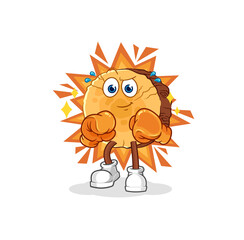 round log boxer character. cartoon mascot vector