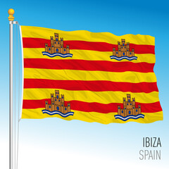 Ibiza flag, Balearic islands, Spain, vector illustration