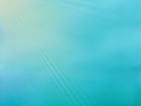 Abstract gradient teal background with sun in corner. Blurred turquoise water backdrop for your graphic design, banner, summer or aqua poster with copy space