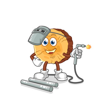 recommend clip art: round log welder mascot. cartoon vector