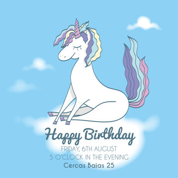 Magical Unicorn Birthday party Invitation Card