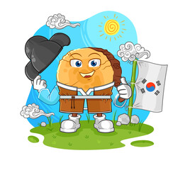 round log korean culture vector. cartoon character