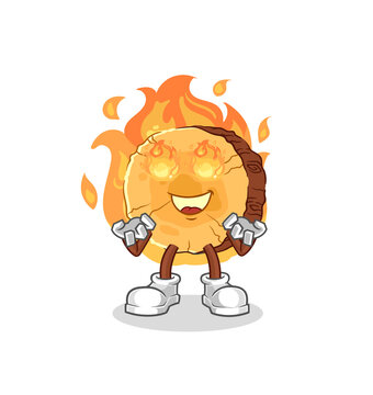 recommend clip art: round log on fire mascot. cartoon vector
