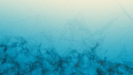 Plexus wireframe polygons on white blue gradient background. Concept 3D illustration as show event, wallpaper or product showcase infographic computer web3/web 3.0 and big data technology backplate.