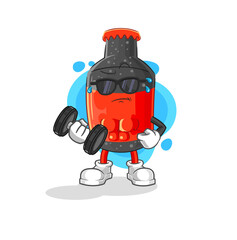 cola lifting dumbbell vector. cartoon character