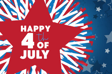 Happy 4th of July banner background with patriotic celebration of summer holiday in america.