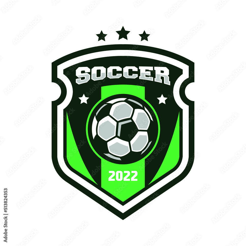 Wall mural soccer logo or football club sign badge. football logo with shield background vector design