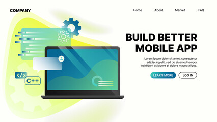 Build Better Mobile App. Landing Page for Website. Vector illustration