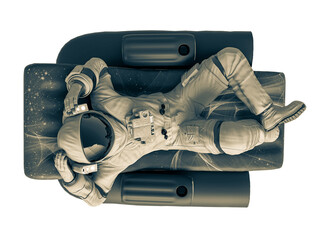 astronaut relaxing and floating on holiday