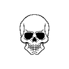 Anatomical skull pixel art. 8 bit skeleton head. pixelated Vector illustration