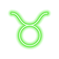 Green neon zodiac sign Taurus on white. Predictions, astrology, horoscope.