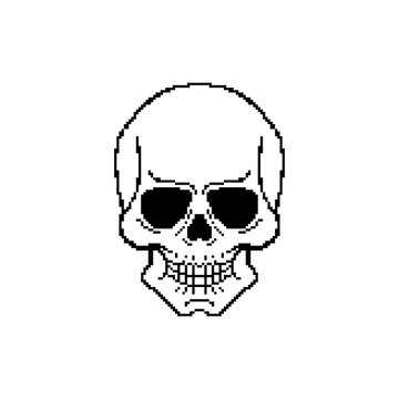 Anatomical skull pixel art. 8 bit skeleton head. pixelated Vector illustration