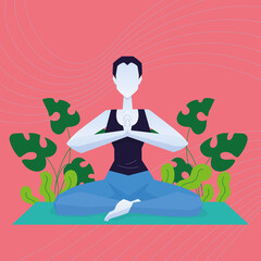 Girl cartoon doing yoga meditation Vector