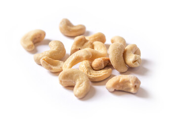 Fototapeta na wymiar cashew nuts lie on a white background