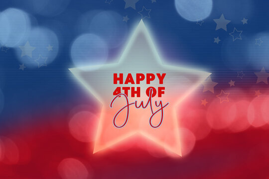 Happy 4th of July background with glowing star for summer holiday.