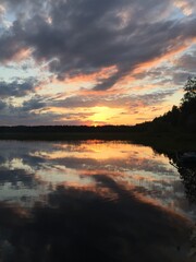sunset, beautiful, lake, nature, dawn
