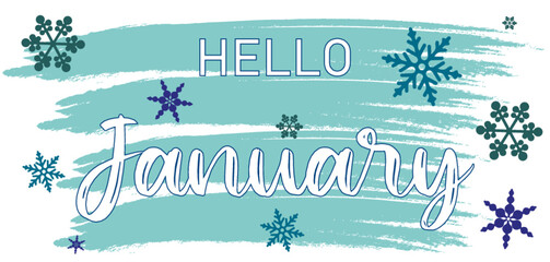january blue background with snowflakes