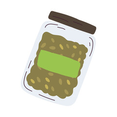 Isolated sketch of a vegan product on a bottle Vector