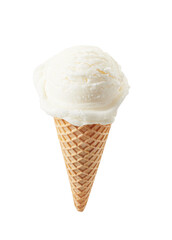 vanilla ice cream with cone isolated on white