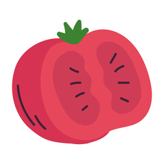 Isolated sketch of an slice of tomato Icon Flat design Vector