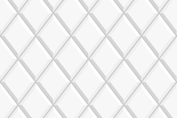 White rhombus tile seamless pattern. Bathroom or toilet ceramic wall or floor texture. Kitchen splashback background. Interior or exterior mosaic surface. Vector flat illustration