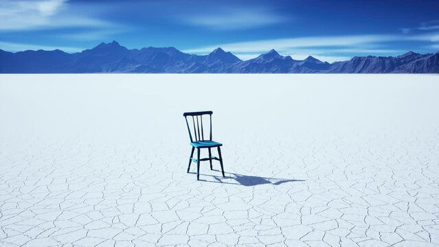 old wooden chair in a salt lake
