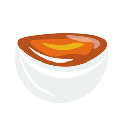 Bowl of tasty sauce on white background