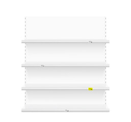 Store shelf for presentations with price on a white background. Vector illustration. Can be use for presentation of your product on the shelf. EPS10. 