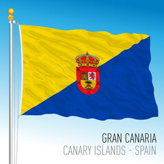 Gran Canaria island flag, Canary Islands, Spain, vector illustration