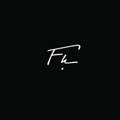 Initial Letter Fk handwriting logo hand drawn template vector