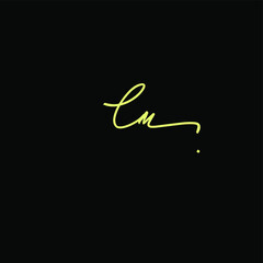Initial Letter Lm handwriting logo hand drawn template vector