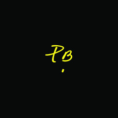 Initial Letter PB handwriting logo hand drawn template vector