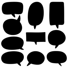 Hand drawn set of speech bubbles isolated . Doodle set element. Vector illustration.