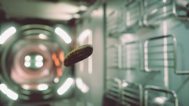 marinated pickled cucumber floating in internation space station