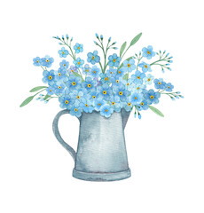A bouquet of flowers. Forget-me-nots. Blue flowers. Watercolour. © Нина Михайлюта
