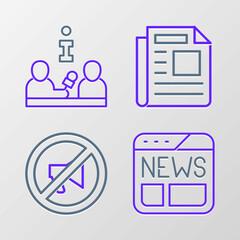 Set line News, Censored stamp, and Interview icon. Vector