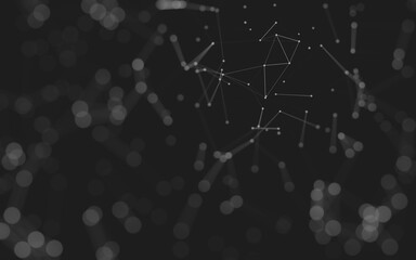 Abstract background. Molecules technology with polygonal shapes, connecting dots and lines. Connection structure. Big data visualization.