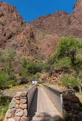 Bridge Crossing Bright Angel Creek Near Phantom Ranch Leading To The North Kaibab Trail, Grand Canyon National Park, Arizona, USA