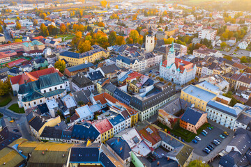Panoramic view of historical center of Sumperk, Czech Republic