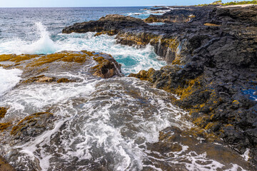 The Rugged Volcanic Coastline at Kalihi Point, Hawaii Island, Hawaii, USA