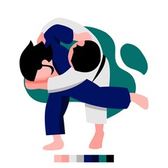 martial arts & Judo themed vector graphic illustration, perfect for educational and children's themed products, such as stickers, key chains, posters, mug, etc.
