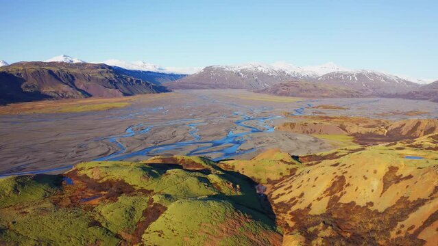 Aerial Wide View of a Majestic Mountain Ridge in Iceland. Spectacular Landscape