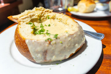 The famous California soup Clam Chowder. 