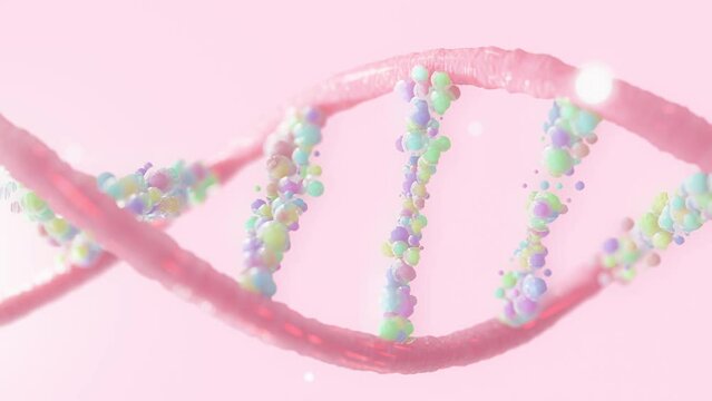 Abstract Pink DNA. Designed in pastel tone. can be used in education, science or medicine industry background. 3D Render.