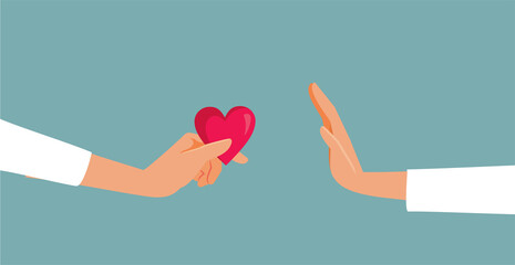 Person Refusing Unsolicited Love Declaration Vector Cartoon Illustration © nicoletaionescu