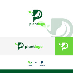 Plant Letter P Logo Template