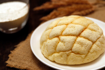 Melon bread, a sweet dessert bread that is a staple of Japan on the table