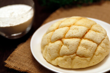 Melon bread, a sweet dessert bread that is a staple of Japan on the table