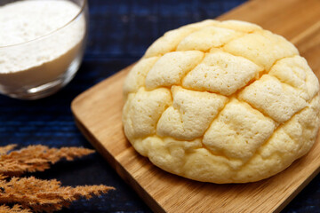 Melon bread, a sweet dessert bread that is a staple of Japan on the table