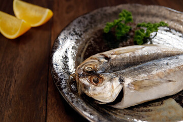 Dried horse mackerel on the table